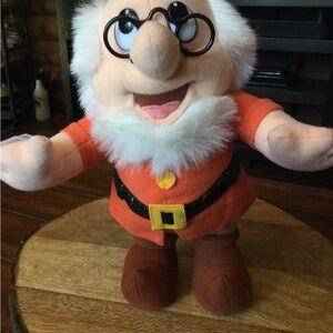 Mattel Disney Snow White Doc Dwarf Plush Stuffed Animal Glasses 10” VTG 1993